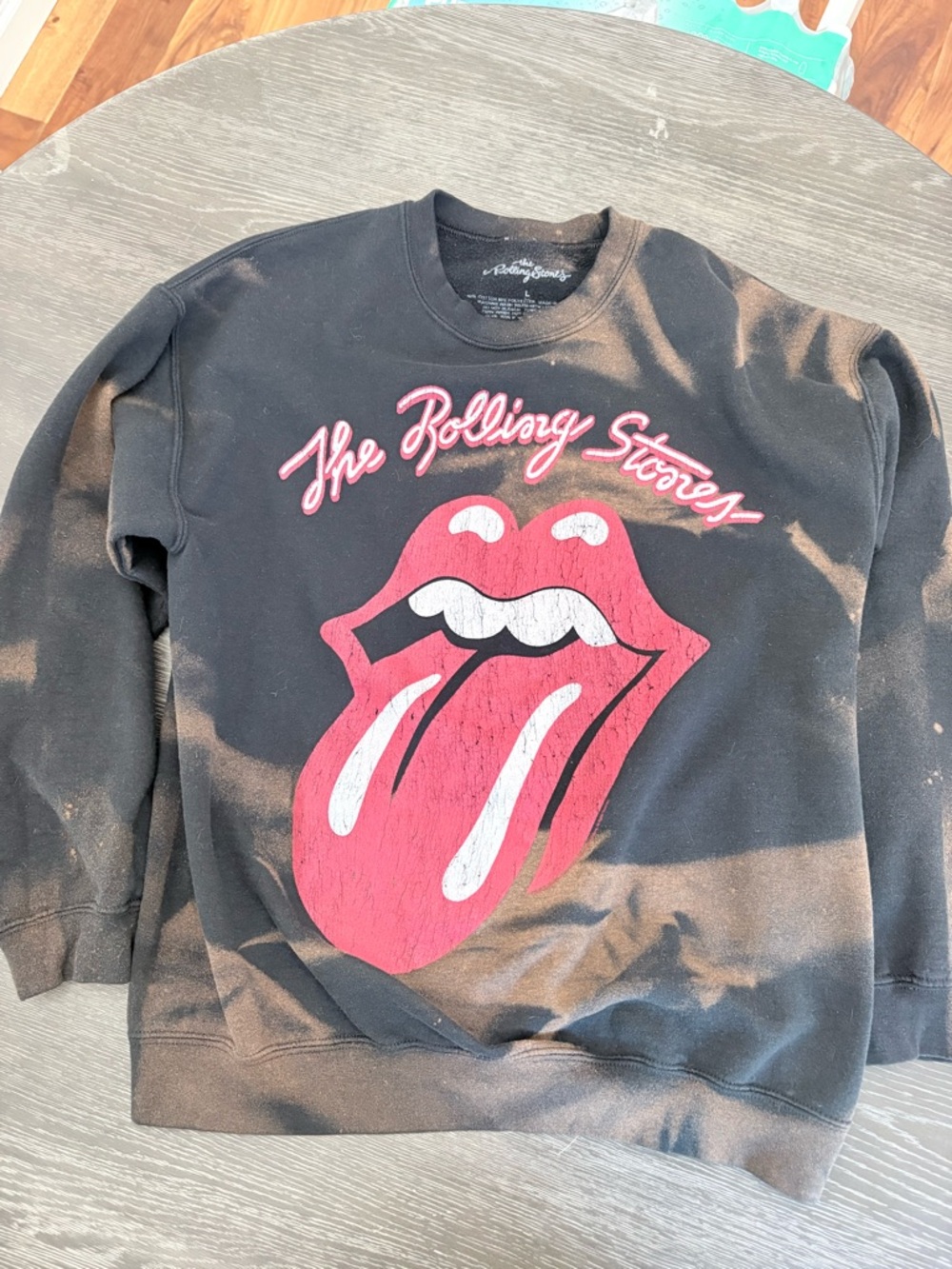 the Rolling Stones Black Logo Tee with White Script